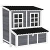 PawHut Wooden Chicken Coop, 39" Chicken House with Nesting Box, Pull-Out Tray, Waterproof Roof, for 4-6 Chickens, Rabbits, Light Gray - 4 of 4