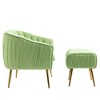 Velvet Accent Chair, Modern Barrel Chair With Ottoman, Arm Pub Chair For Living Room/Bedroom/Nail Salon, Golden Finished Velvet Decorative Chairs - 3 of 4
