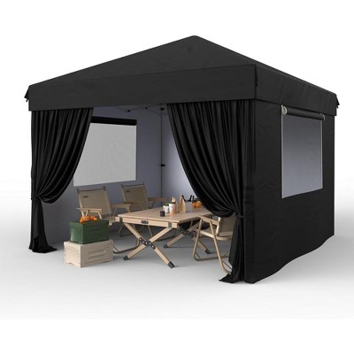 10'x10' Pop Up Canopy Tent Easy to Set Up and Take Down, with 4Pcs Sidewalls, Portable Instant Commercial Canopy for Patio, Outdoor, Camping, Black
