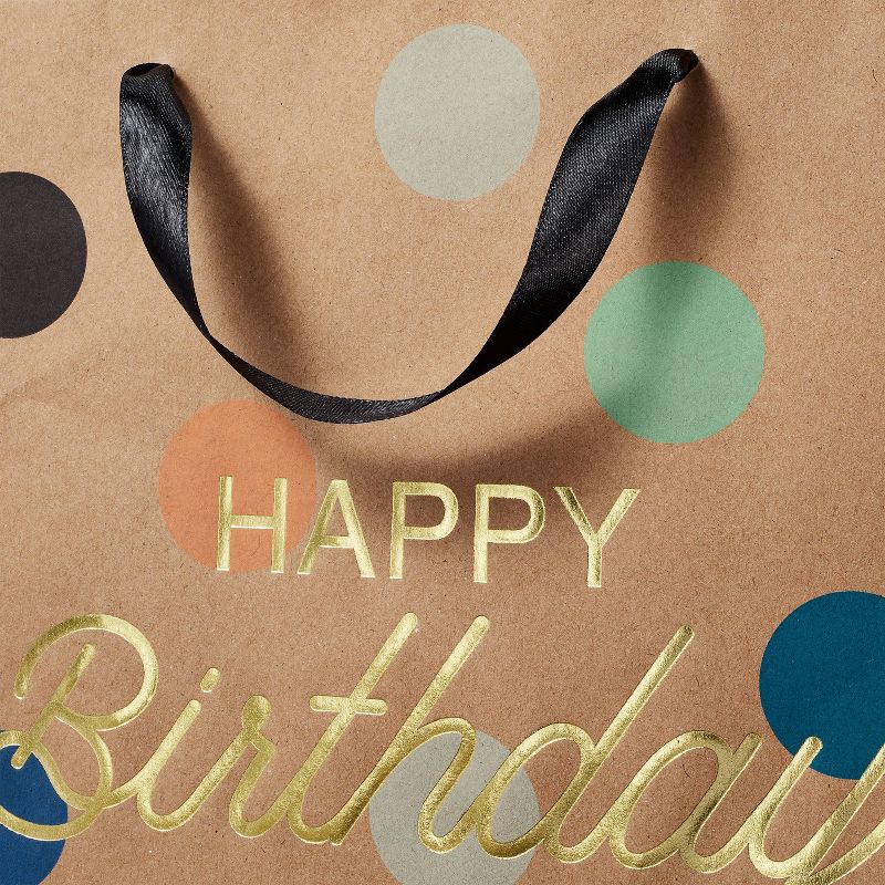 &#34;Happy Birthday&#34; Dots on Kraft Medium Gift Bag - Spritz&#8482;, 3 of 4