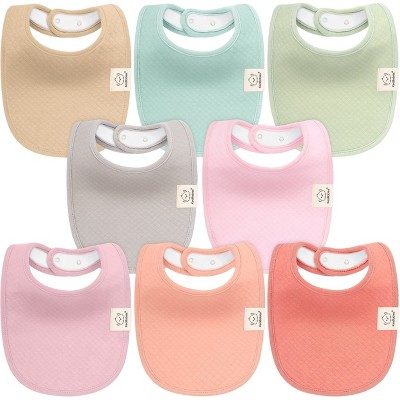 KeaBabies 8pk Organic Quin Baby Bibs for Drooling and Teething, Cotton Drool Bibs, Newborn Baby Boys, Baby Girls Bibs