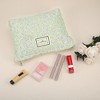 Unique Bargains Women's Canvas Flower Pattern Makeup Bag Green - 4 of 4
