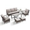 Belord 7PCS Outdoor Patio Furniture Set, All Weather Brown Wicker Outdoor Conversation Set with Couch, Patio Chair, Ottoman, Coffee Table, Side Table - 3 of 4