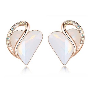 Leafael 18K Rose Gold Plated Love Heart Stud Earrings with Healing Stone Crystal Jewelry Gifts for Women - 1 of 4
