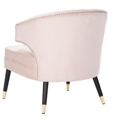27'' Blush Pink Velvet & Black Wood Transitional Armless Chair