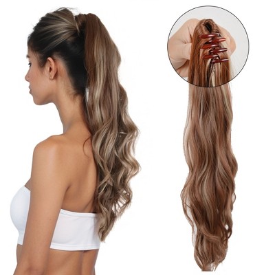 Alilang Claw Clip Ponytail Extensions for Women 23 Inch Long Wavy Fluffy Synthetic Ponytail Hairpiece
