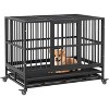 Heavy Duty Indestructible Dog Crate Steel Escape Proof, Indoor Dog House High Anxiety Cage, Kennel with Wheels, Removable Tray - 2 of 4