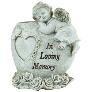 Northlight 6.5" Religious "In Loving Memory" Sleeping Angel Bereavement Outdoor Patio Garden Statue - Gray - 1 of 4