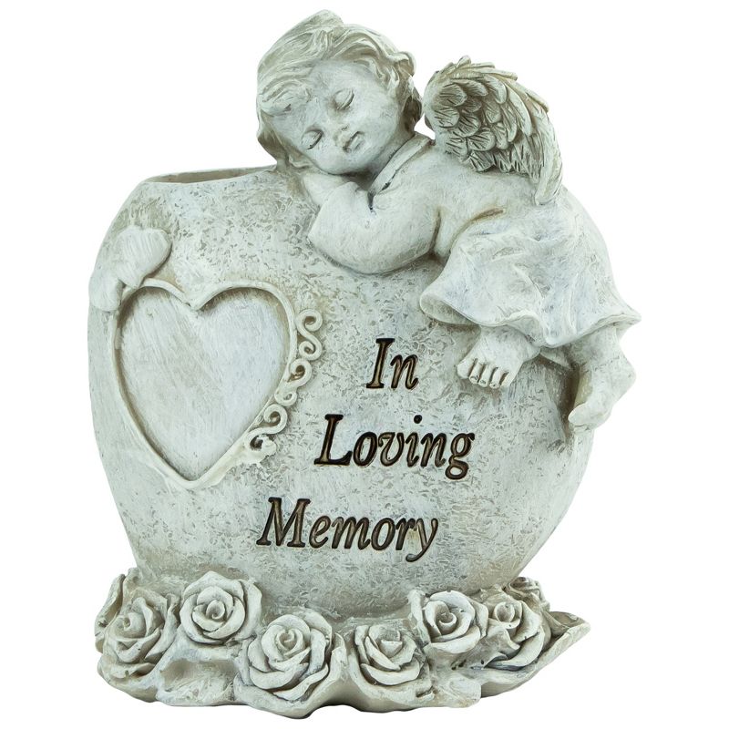 Northlight 6.5" Religious "In Loving Memory" Sleeping Angel Bereavement Outdoor Patio Garden Statue - Gray, 1 of 6