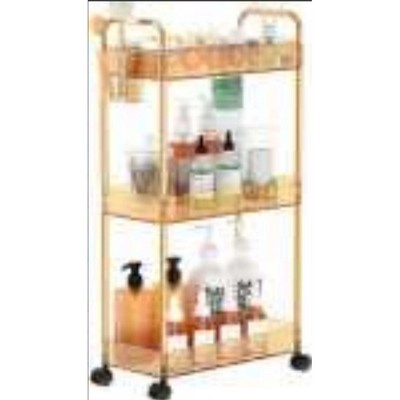Boersma 3 Tier Rolling Cart Clear Bathroom Cart Organizer, Laundry Room Organization Mobile Shelving Unit Multifunction Rolling Utility Car