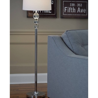 Joaquin 56.25" Chrome and Crystal Contemporary Floor Lamp