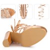 Perphy Women Platform Long Lace Up Faux Patent Block Heels Sandals - 3 of 4
