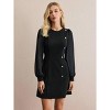 Womens Elegant Round Neck Lace Slim Long Sleeve Dress Fake Button Down Cocktail Pary Midi Dress - 3 of 4