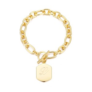 Adornia 14k Gold Plated Monogram Initial Chunky Toggle Bracelet - 1 of 1