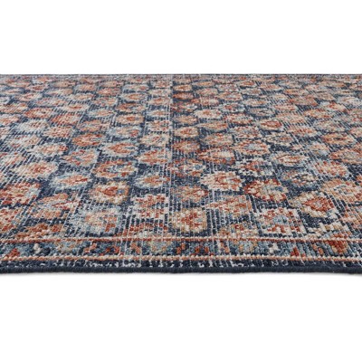 Hand Knotted Blue Wool Floral 5' x 8' Rug
