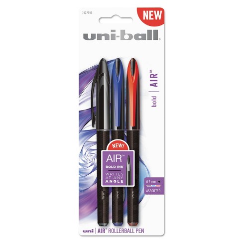 Uni-Ball Air Porous Rollerball Pen, Medium 0.7 mm, Black Ink/Barrel, Dozen