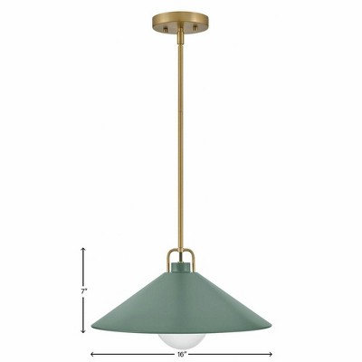 Sage Green and Brass 16" Steel Pendant Light
