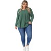 Agnes Orinda Women's Plus Size Loose Long Sleeve Dressy Pleated Round Neck Casual Blouses - 3 of 4
