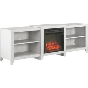 HomeStock 11 in. Freestanding Wood Smart Electric Fireplace TV Stand in White with smart temperature control - 1 of 4