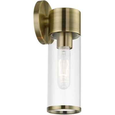 Antique Brass Direct Wired Dimmable Sconce with Clear Glass Shade