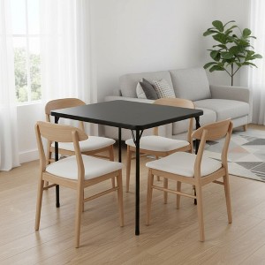 Homy Casa Folding Dining and Work Table with MDF Top and Iron Frame, Black - 1 of 4