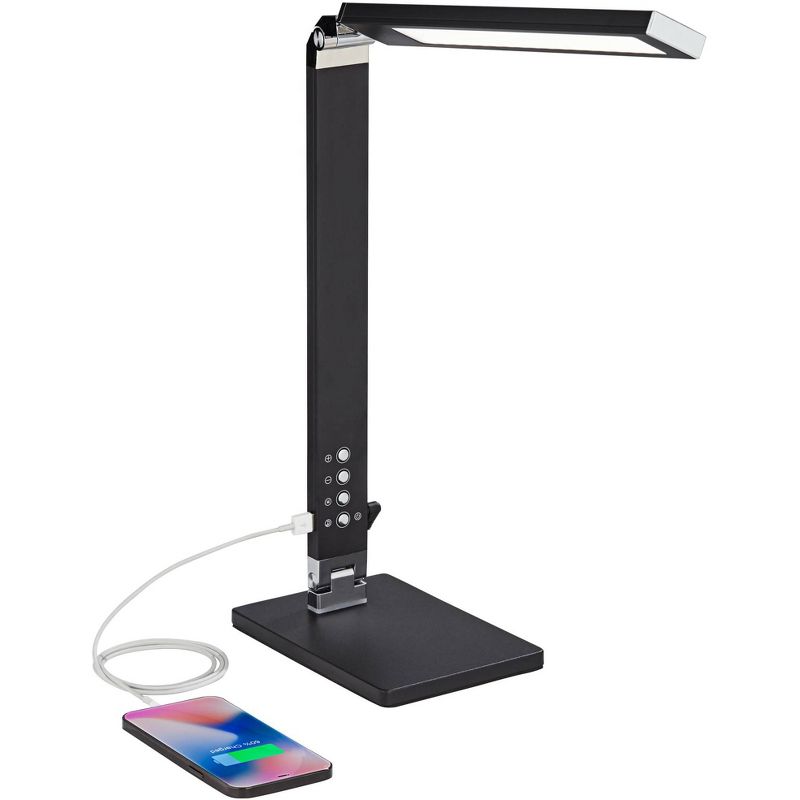 360 Lighting Jett Modern Desk Lamp 16 1/2" High Black with USB Port and Nightlight LED Dimmer Touch On Off for Bedroom Bedside Nightstand Family House, 3 of 10