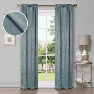 Modern Geometric Waves Room Darkening Semi-Blackout Curtains, Set of 2 by Blue Nile Mills - 1 of 4