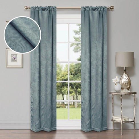 Modern Geometric Waves Blackout Curtain Set With 2 Panels And Rod Pockets,  26x84, Teal By Blue Nile Mills : Target