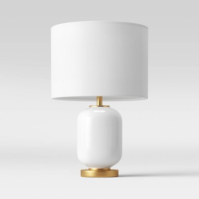 Glass and white on sale table lamp