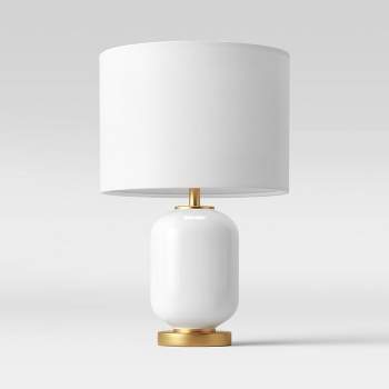 Large Assembled Rounded Cylinder Glass Table Lamp (Includes LED Light Bulb) White - Project 62™