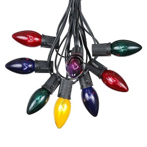 Novelty Lights 100 Feet C9 Christmas String Light Set, Vintage Holiday Hanging Light Set, Black Wire - 1 of 4
