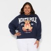 Women's North Pole Teddy Bear Graphic Sweatshirt - Navy Blue - 2 of 3