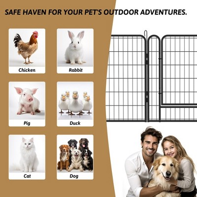8-Panel Black Metal Pet Playpen with Door, 31.7"H
