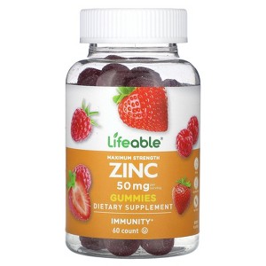 Lifeable Maximum Strength Zinc Gummies, Berry, 50 mg, 60 Gummies (25 mg per Gummy) - 1 of 2