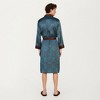 Anna-Kaci Men's Paisley Print Satin Robe with Contrast Trim Shawl Collar and Waist Tie - 4 of 4