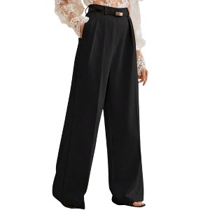 Women's High Waist Wide Leg Pants Office Straight Leg Formal Work Pants - 1 of 4