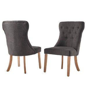 Amiford Button Tufted hourglass Dining chair Set of 2 Charcoal - Inspire Q, Grey