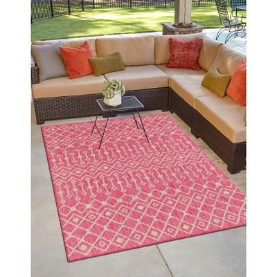 Unique Loom 7' 1 X 10' 0 Rectangle Indoor/outdoor Trellis Fuschia Area ...