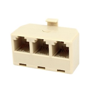 Unique Bargains Plastic RJ11 6P4C 3 Ports Beige Telephone Line Splitter 1.5" x 0.8" x 0.9" Beige - 1 of 4