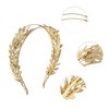 Unique Bargains Women's Elegant Wide Leaf Headband 5.91"x5.20" Gold Tone 1 Pc - 2 of 4