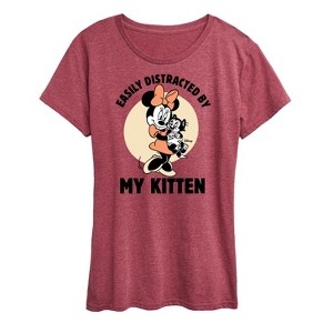 Women's - Disney Classics - Easily Distracted By Kittens Minnie Short Sleeve Graphic T-Shirt - 1 of 4