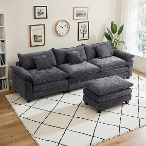 EHMKNP 112" L-Shaped Modular Sectional Sofa – Comfy Cloud Couch with Movable Ottoman, Deep Seat Cushions for Living Room - 1 of 4