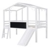 TIRAMISUBEST Twin Size Low Loft Bed with Ladder and Slide, Wooden House Loft Bed with Blackboard and Light Strip on the Roof - 4 of 4