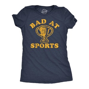 Womens Funny T Shirts Bad At Sports Sarcastic Fitness Tee For Ladies - Crazy Dog Women's T Shirt - 1 of 4