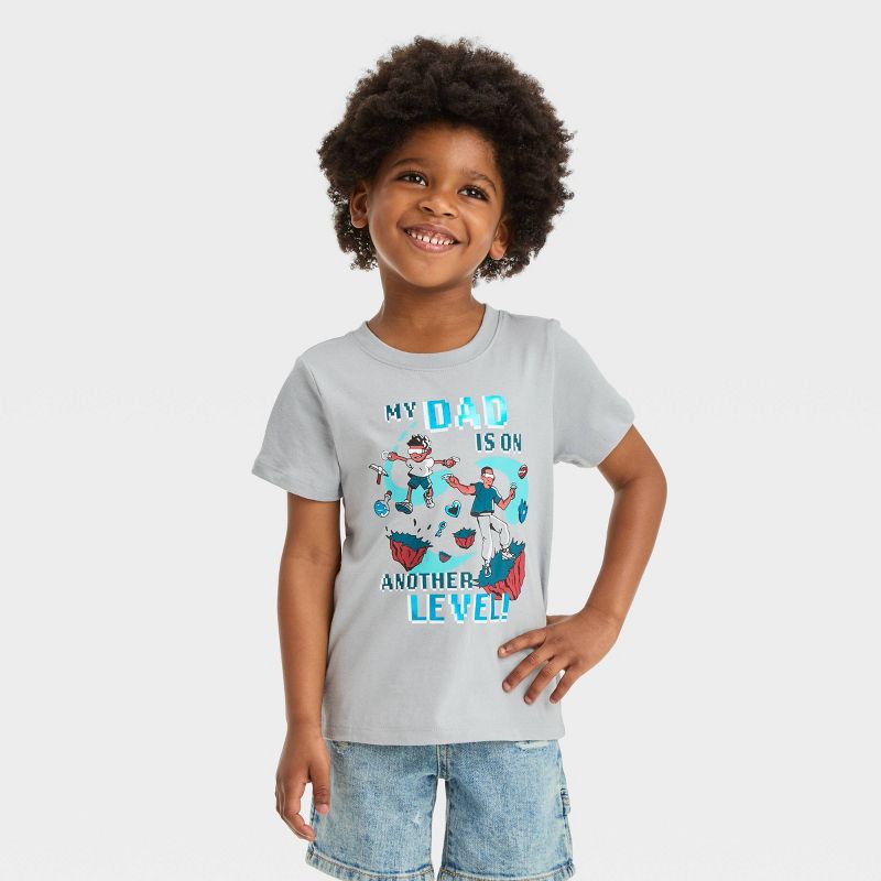 Toddler Boys&#39; Short Sleeve My Dad On Another Level Graphic T-Shirt - Cat &#38; Jack&#8482; Gray, 1 of 5