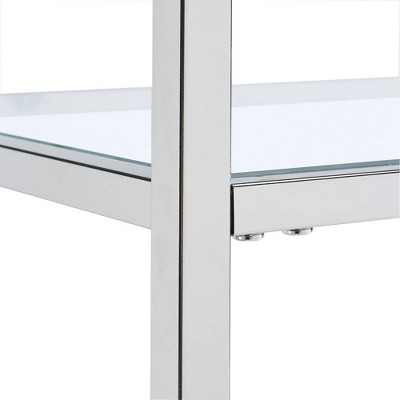 Harper Transitional Chrome Glass Serving Bar Cart with Casters