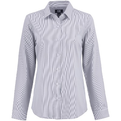 Cutter & Buck Skyline Epic Confidence Recycled Pinstripe Womens Long Sleeve Dress Shirt
