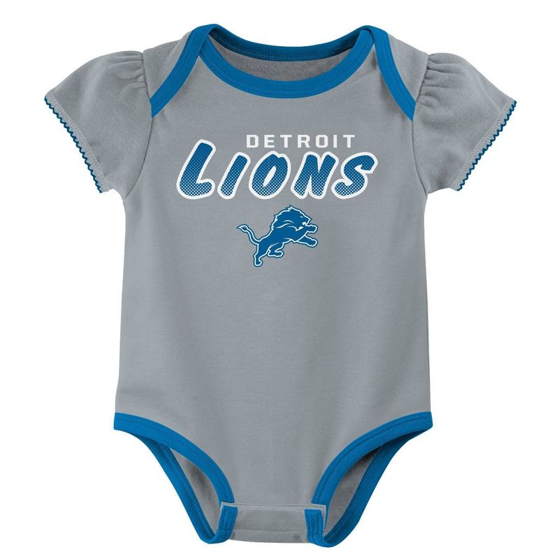 NFL Detroit Lions Baby Girls&#39; Onesies 3pk Set, 3 of 5