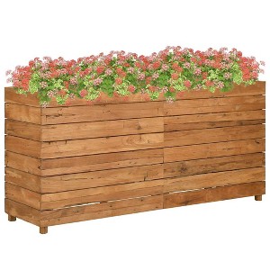 vidaXL Raised Bed Natural Wood Recycled Teak Wood and Steel Medium - 1 of 4