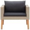 vidaXL Single Patio Sofa with Cushions Poly Rattan Beige - 2 of 4